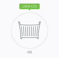 Baby crib bed icon Cradle or cot sign N18