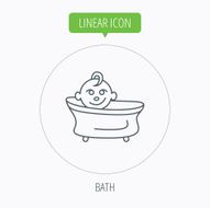 Baby in bath icon Toddler bathing sign N10