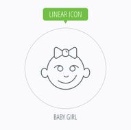 Baby girl face icon Child with smile sign N9