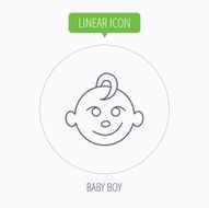 Baby boy face icon Child with smile sign N10