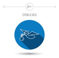 Stork with sack icon Newborn baby symbol N11