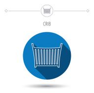 Baby crib bed icon Cradle or cot sign N19