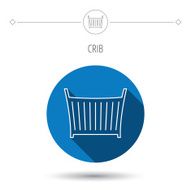 Baby crib bed icon Cradle or cot sign N20