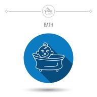 Baby in bath icon Toddler bathing sign N11