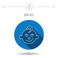 Baby boy face icon Child with smile sign N11