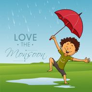 Cute dancing boy for Happy Monsoon