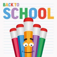 Back to school with cartoon colored pencils
