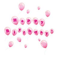 Vector Happy Birthday Design with Pink Balloons