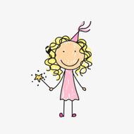 Vector Children Drawing of a Fairy