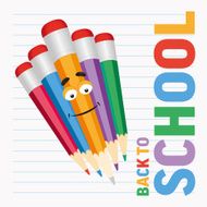 Cartoon colored pencils with text back to school
