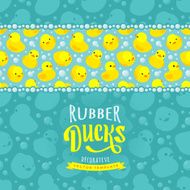 Vector decorating design made of yellow rubber ducks N6