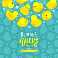 Vector decorating design made of yellow rubber ducks N7