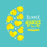 Vector decorating design made of yellow rubber ducks N9
