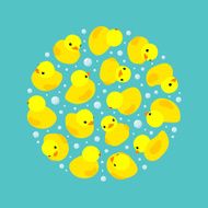 Vector decorating design made of yellow rubber ducks N10