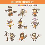halloween kid costume character set