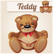 Teddy bear in glasses read the book Cartoon vector illustration