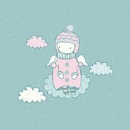 Cartoon angel in the sky Vector
