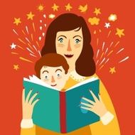 Mother reading a book for her child illustration N2