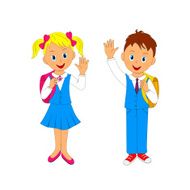 schoolkids boy and girl with bag