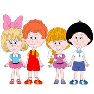 Set of 4 cute happy cartoon kids