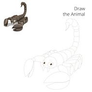 Draw animal scorpion educational game vector illustration
