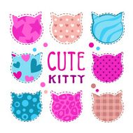 Cute childish illustration with cat heads