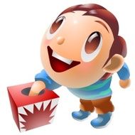boy and lottery box illustration