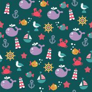 color childish vector nautical seamless pattern