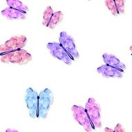 Seamless colored butterflies pattern on white