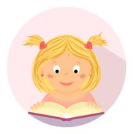Cute little girl reading a book