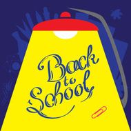 Calligraphic Back to school in front of minimalistic background with