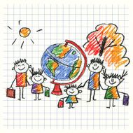 Colorful picture with happy kids N75