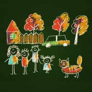 Colorful picture of happy family N22