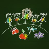 Colorful picture with happy kids N109