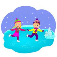 children boy and girl skating