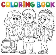 Coloring book with school pupils