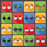 Sunglasses glasses fashion flat icons set