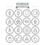 Human linear icons set Thin outline signs Vector