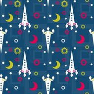 Seamless pattern of space and stars Kid&#039;s childish background