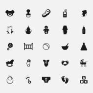 Babe black icons on white background flat