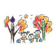 Colorful picture with happy kids N128