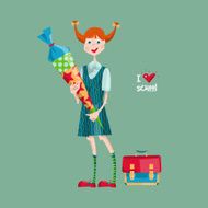 Schoolgirl with a Schultuete cone German tradition I love school