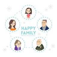 big happy family portrait cartoon illustration