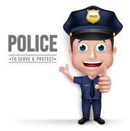 3D Realistic Friendly Police Man Character Policeman