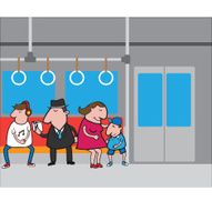 People in subway cartoon