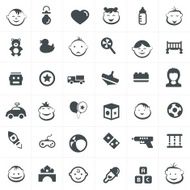 Children And Toy Icons Set