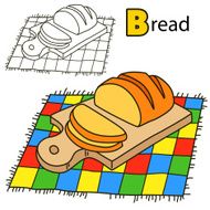 Bread Coloring book page Cartoon vector illustration