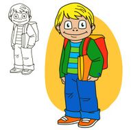 Schoolboy Coloring book page Cartoon vector illustration