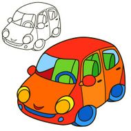 Car Coloring book page Cartoon vector illustration