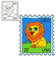 Postage stamp Coloring book page Cartoon vector illustration
